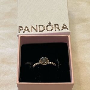 Authentic Pandora Birthday Blooms Ring, size 7, moonstone June